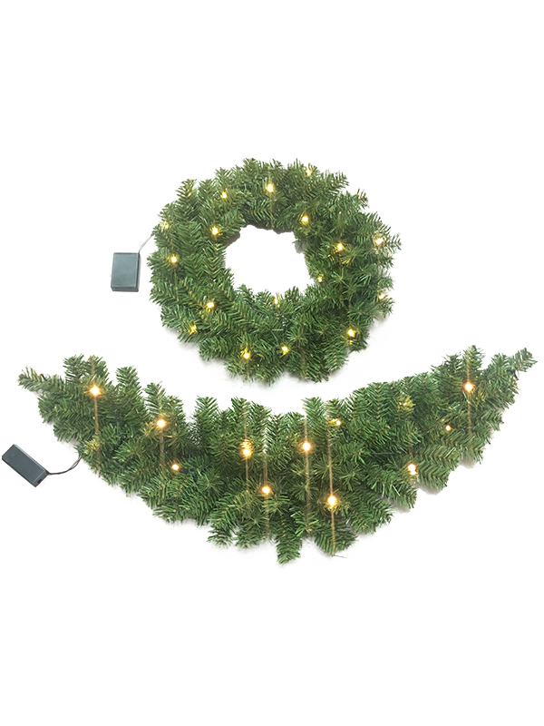PVC Series-45CM Krans Juleguirlande Med Lys