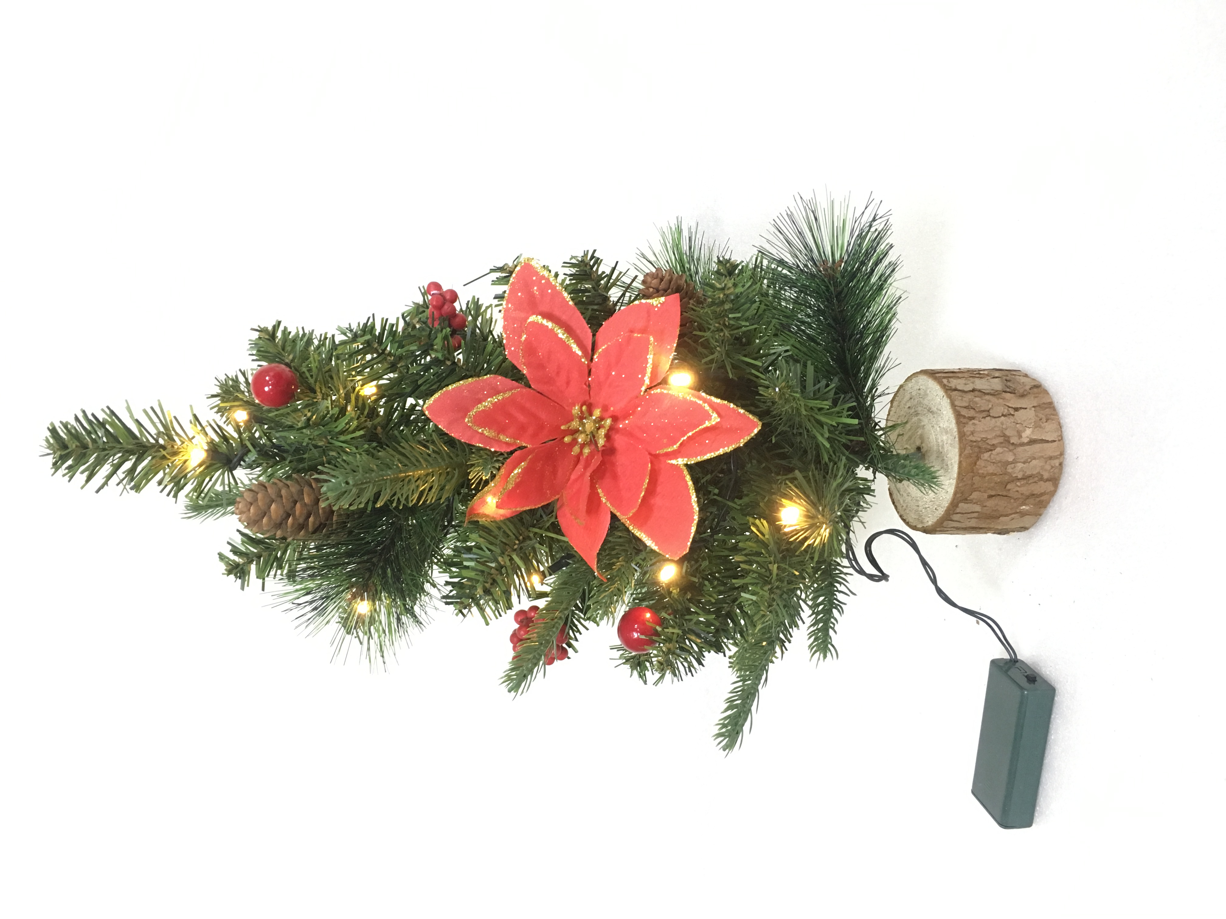 PVC PE Pine Needle Series Juletræ-40CM Små træhoved og fødder plus dekorationer